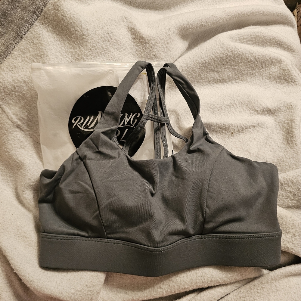RUNNING GIRL Seamless Strappy Sports Bra Small Gray
